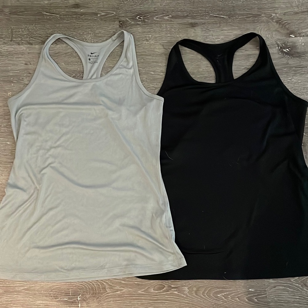 2 womens nike driFit racer back workout tank